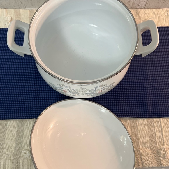 Vintage enamel cookware somerset metal lidded pot flower - Picture 3 of 7